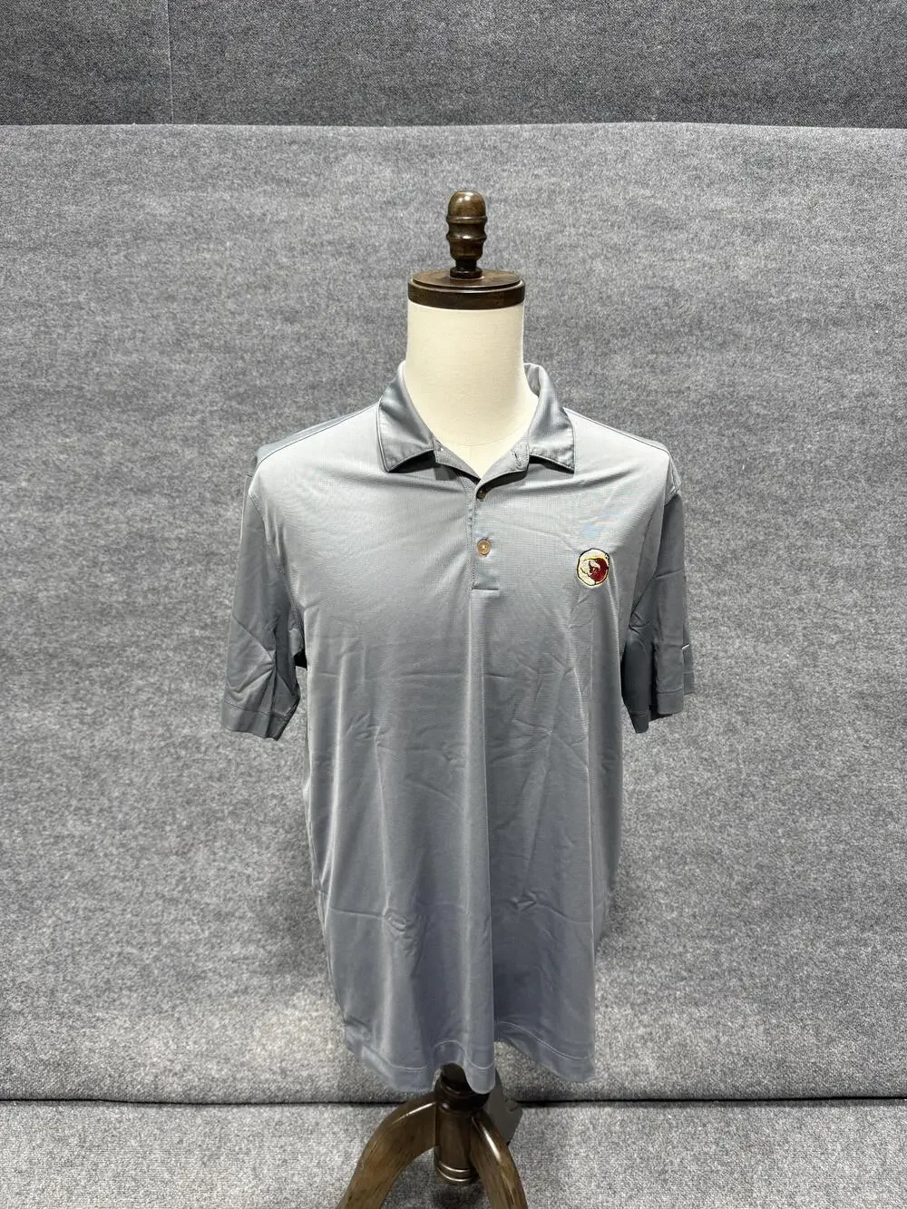 Cardinal Logo Shirt Mens Large Gray Golf Nike Dri Fit Polo Short Sleeve